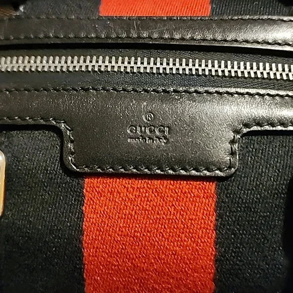 Gucci Blue and Red Stripe Monogram Bag - Picture 5 of 16